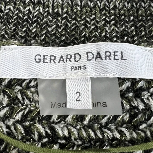 Gerard Darel Cardigan Women Size 2 Grey Excellent Wool Blend Gold Crest Buttons - Picture 4 of 16